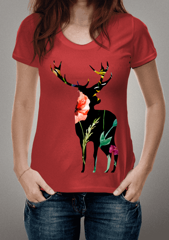 Nome do produto  Veado Minimalista Florido